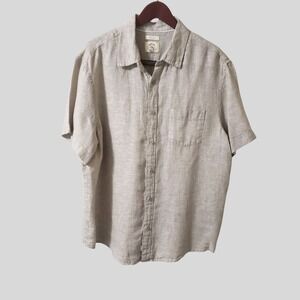 Panama Jack Mens Tan 100% Linen Short Sleeve Button Down Shirt Size XL